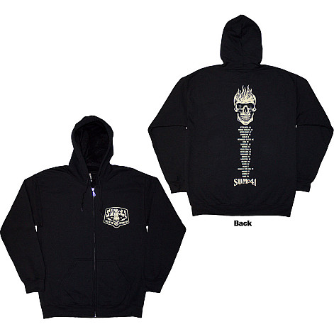 Sum 41 mikina, Tour '24 Pocket Logo & Skull Back Zipped BP Black, pánská