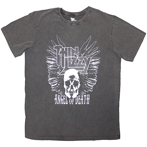 Thin Lizzy tričko, Angel Of Death Stone Wash Charcoal Grey, pánské