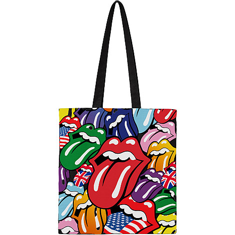 Rolling Stones bavlněná nákupní taška 42x37x10 cm, Tongues Multicolor