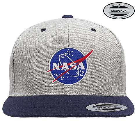 NASA kšiltovka, NASA Insignia Premium Snapback Heather Grey Navy Onesize, unisex