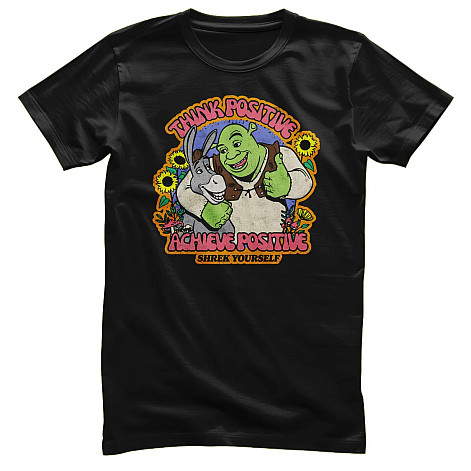 Shrek tričko, Think Positive - Achieve Positive Black, pánské
