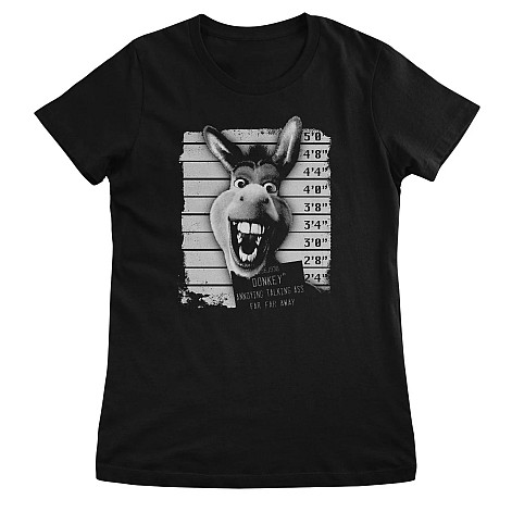 Shrek tričko, Donkey MugShot Girly Black, dámské