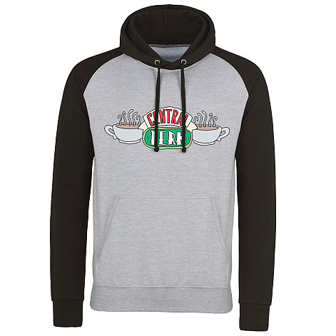 Friends mikina, Central Perk Baseball Hoodie Black & Grey, pánská