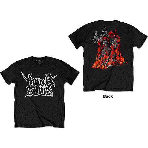 Yungblud tričko, Weird Flaming Skeletons BP Black, pánské
