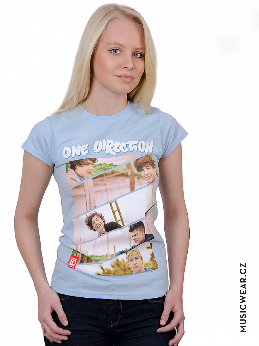One Direction tričko, Band Sliced Blue, dámské, velikost XL