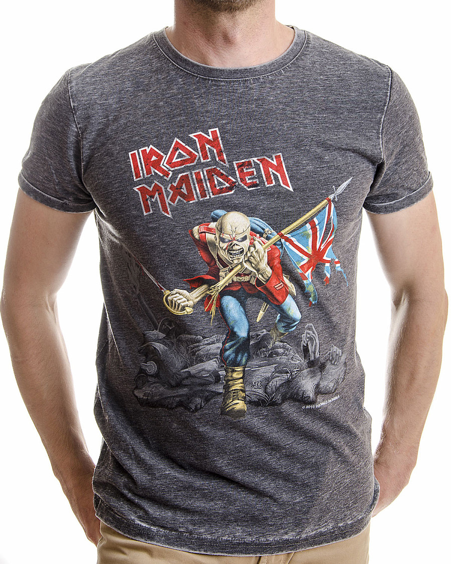 Iron Maiden tričko, Trooper Grey Burnout, pánské, velikost S