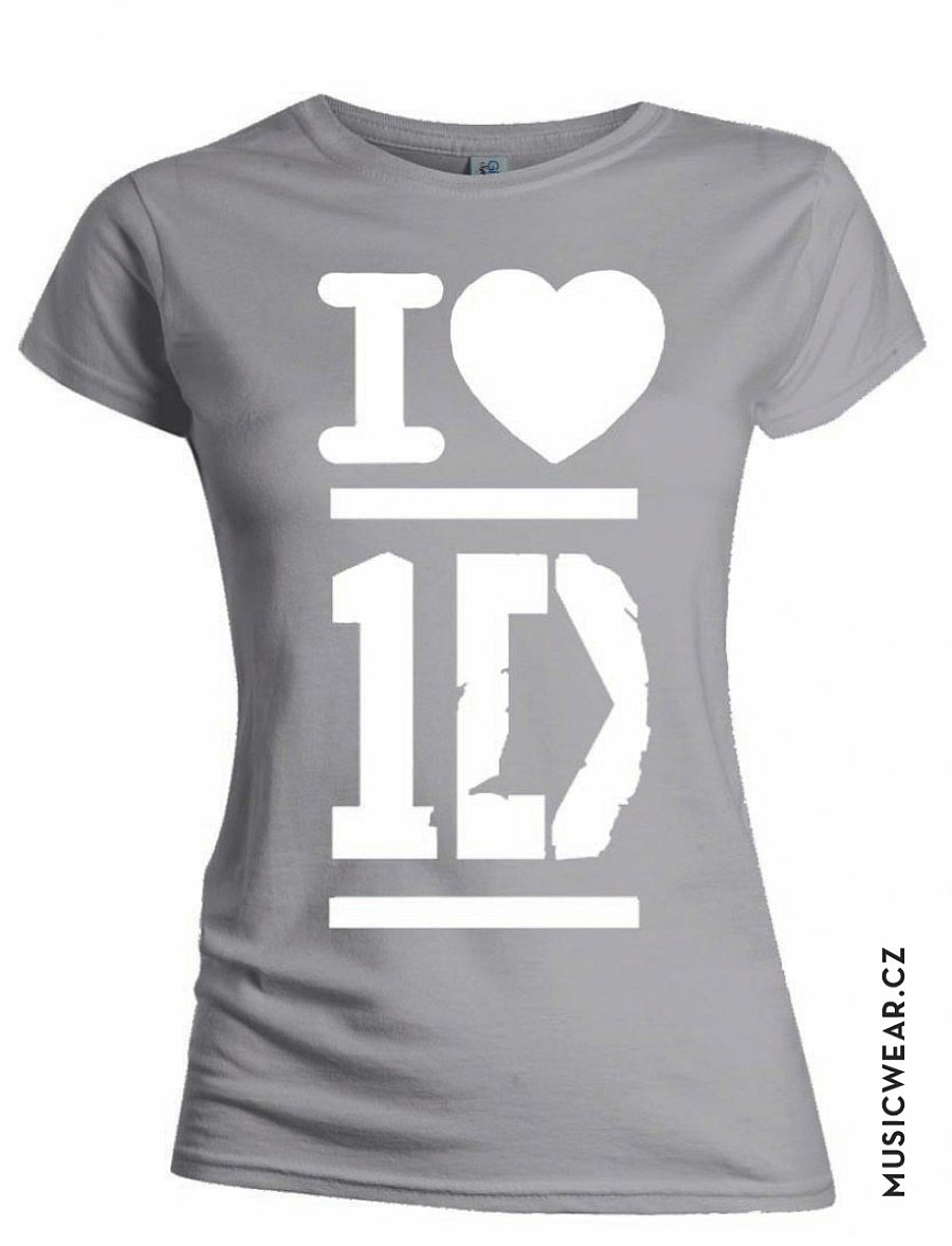 One Direction tričko, I Love Grey, dámské, velikost S