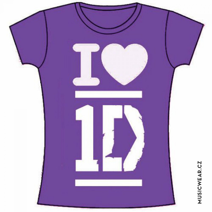 One Direction tričko, I Love Purple, dámské, velikost S