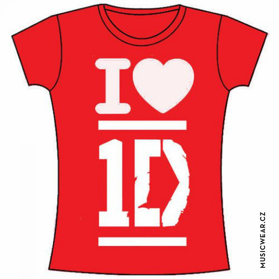 One Direction tričko, I Love Red, dámské, velikost M