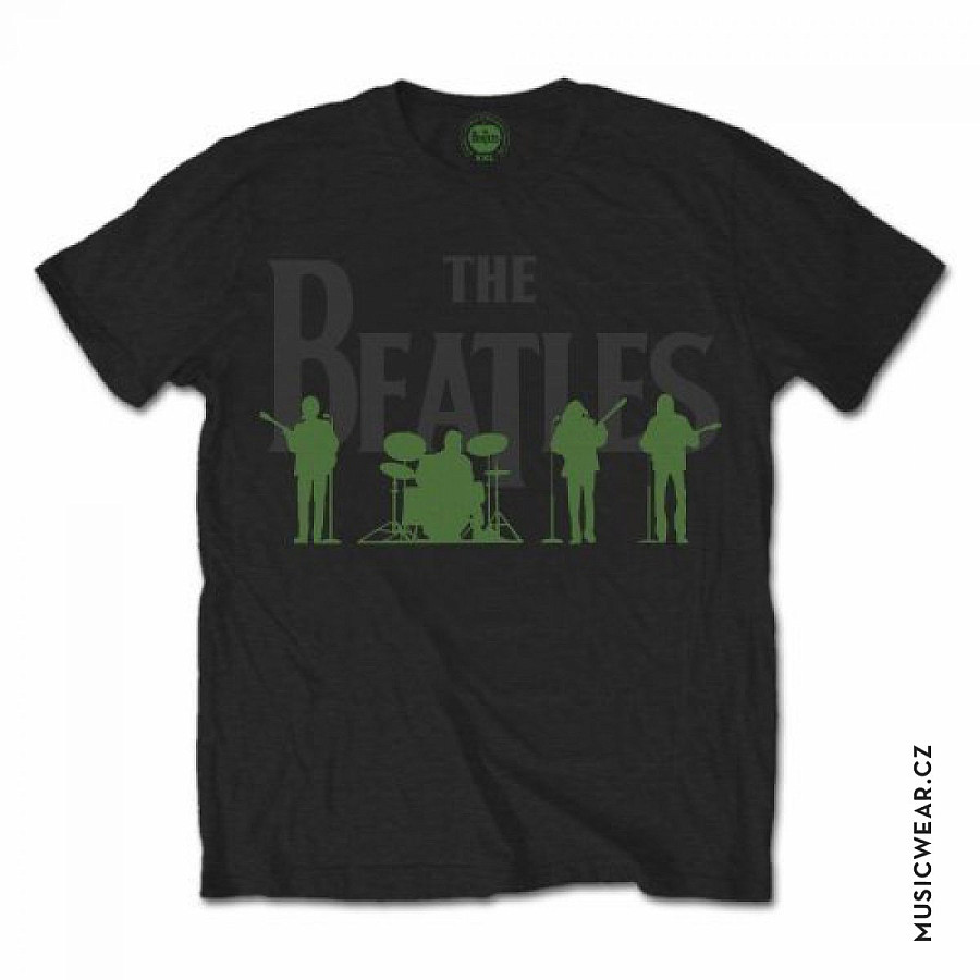 The Beatles tričko, Saville Row Line Up with Green Silhouettes, pánské, velikost S