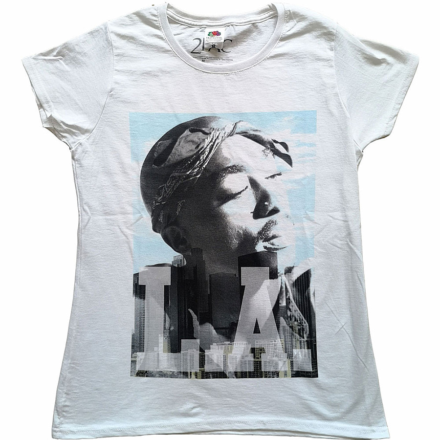 Tupac tričko, LA Skyline Girly White, dámské, velikost M