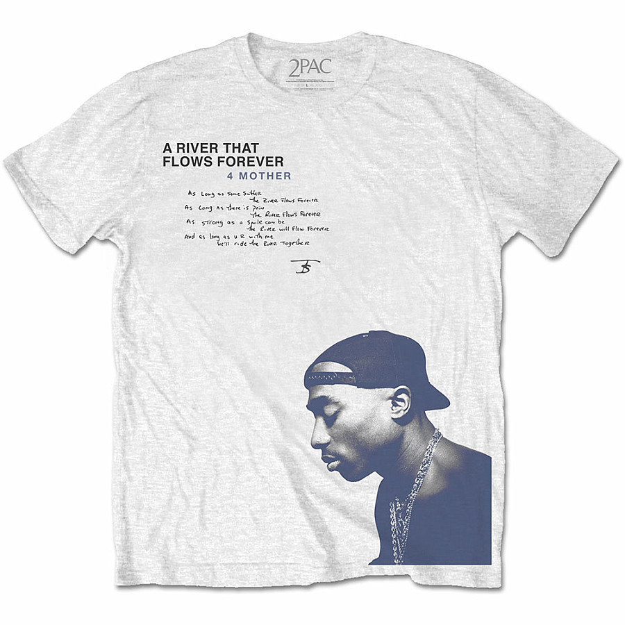 Tupac tričko, A River... White, pánské, velikost XL
