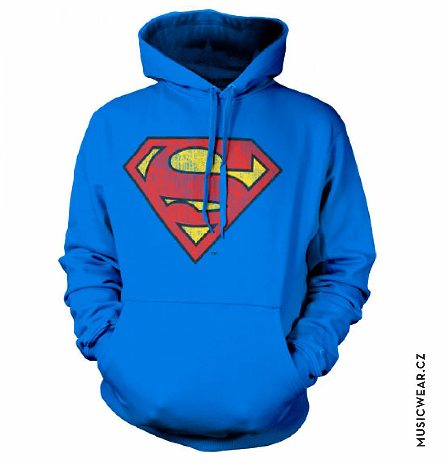 Superman mikina, Washed Shield Hoodie, pánská, velikost XXL