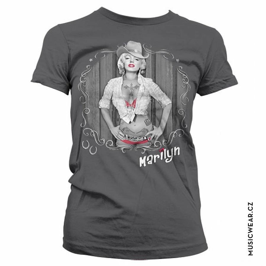 Marilyn Monroe tričko, Cowgirl Grey Swirl Girly, dámské, velikost XXL