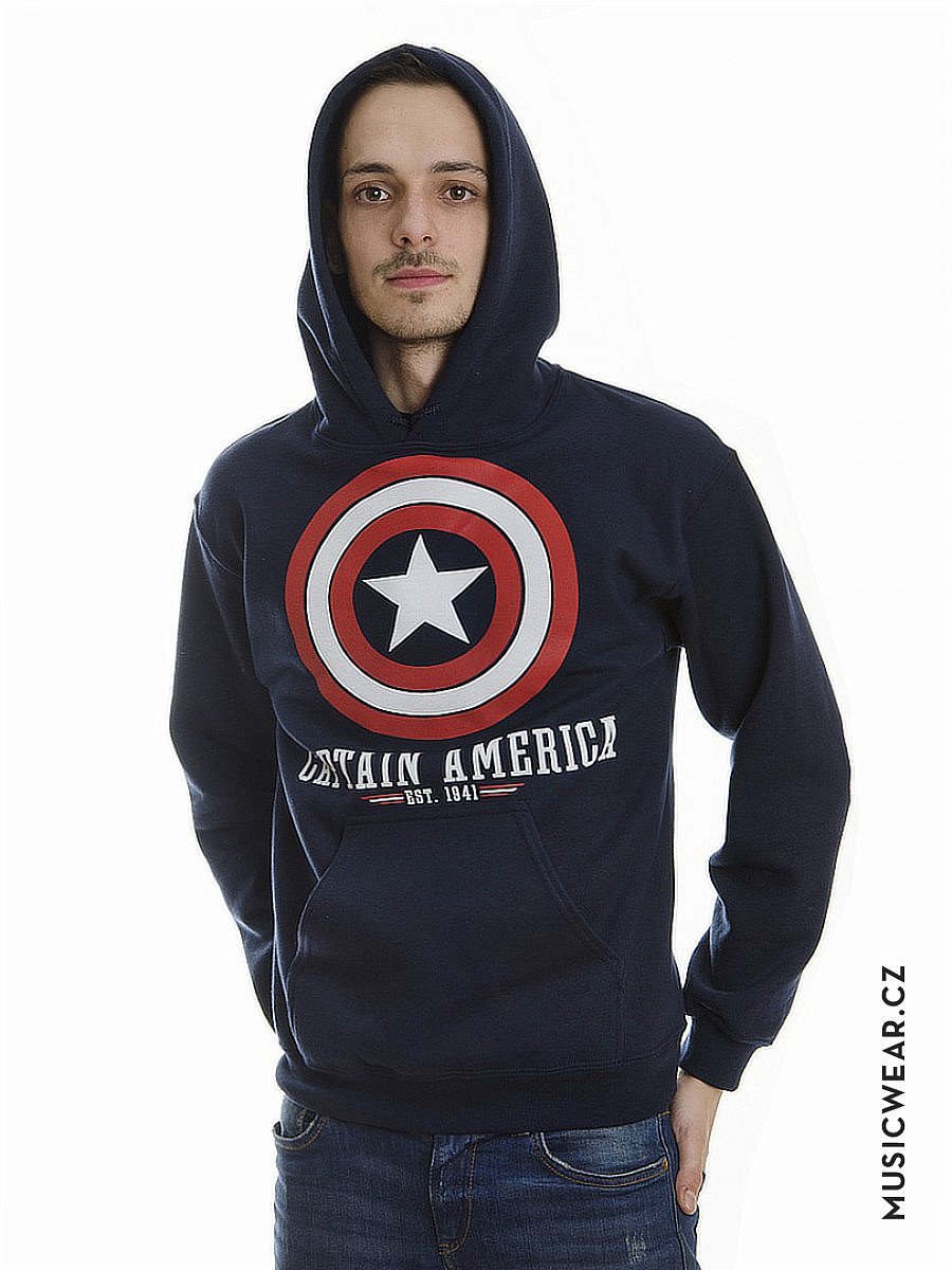 Captain America mikina, Logo Navy, pánská, velikost L