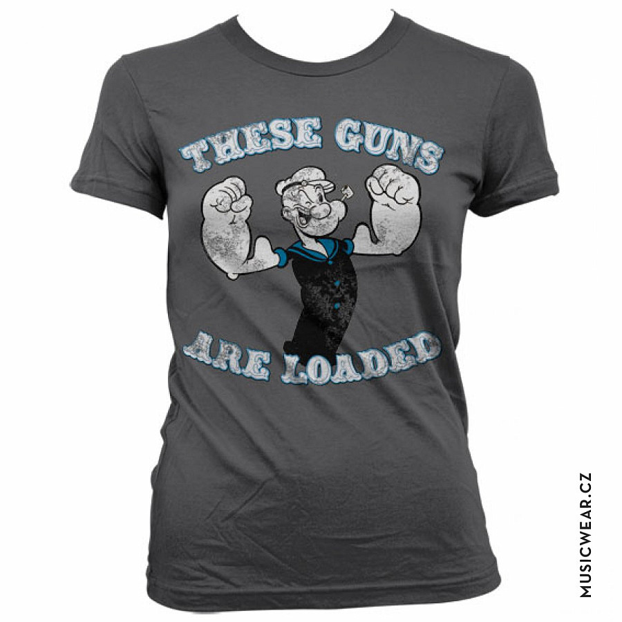 Pepek námořník tričko, These Guns Are Loaded Girly, dámské, velikost M