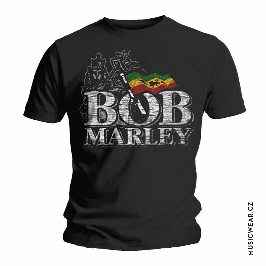 Bob Marley tričko, Distressed Logo, pánské, velikost XL