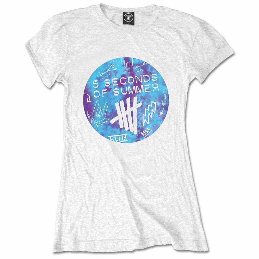 5 Seconds of Summer tričko, Tie-Dye Scribble Logo Girly, dámské, velikost M