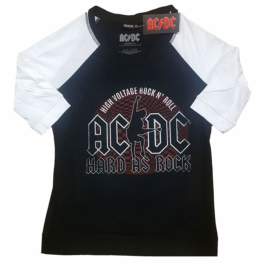 AC/DC tričko, Hard As Rock Raglan Black&amp;White, dámské, velikost XXXL