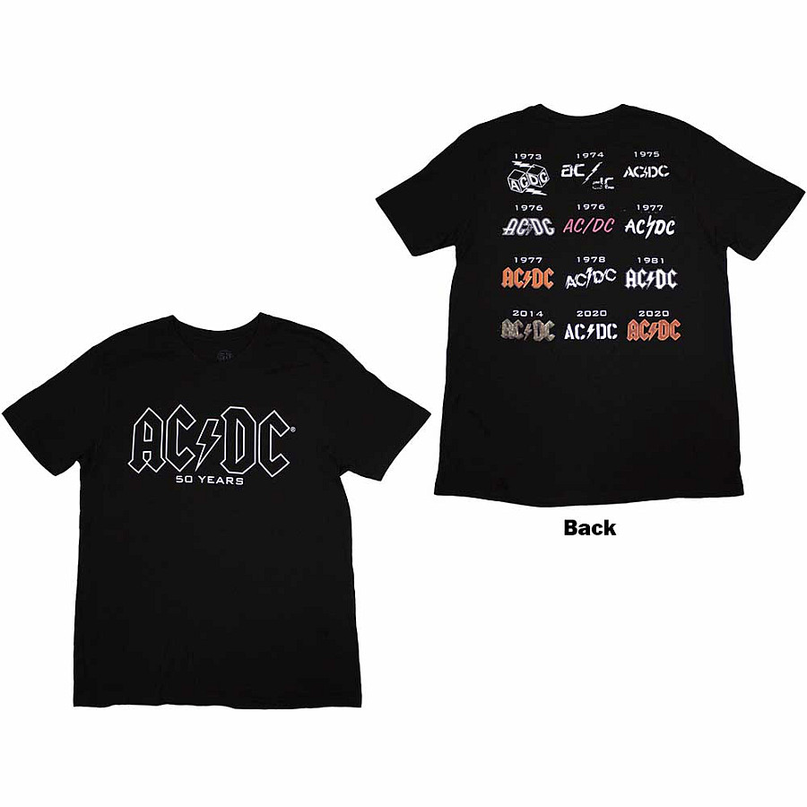 AC/DC tričko, Logo History BP Black, pánské, velikost S