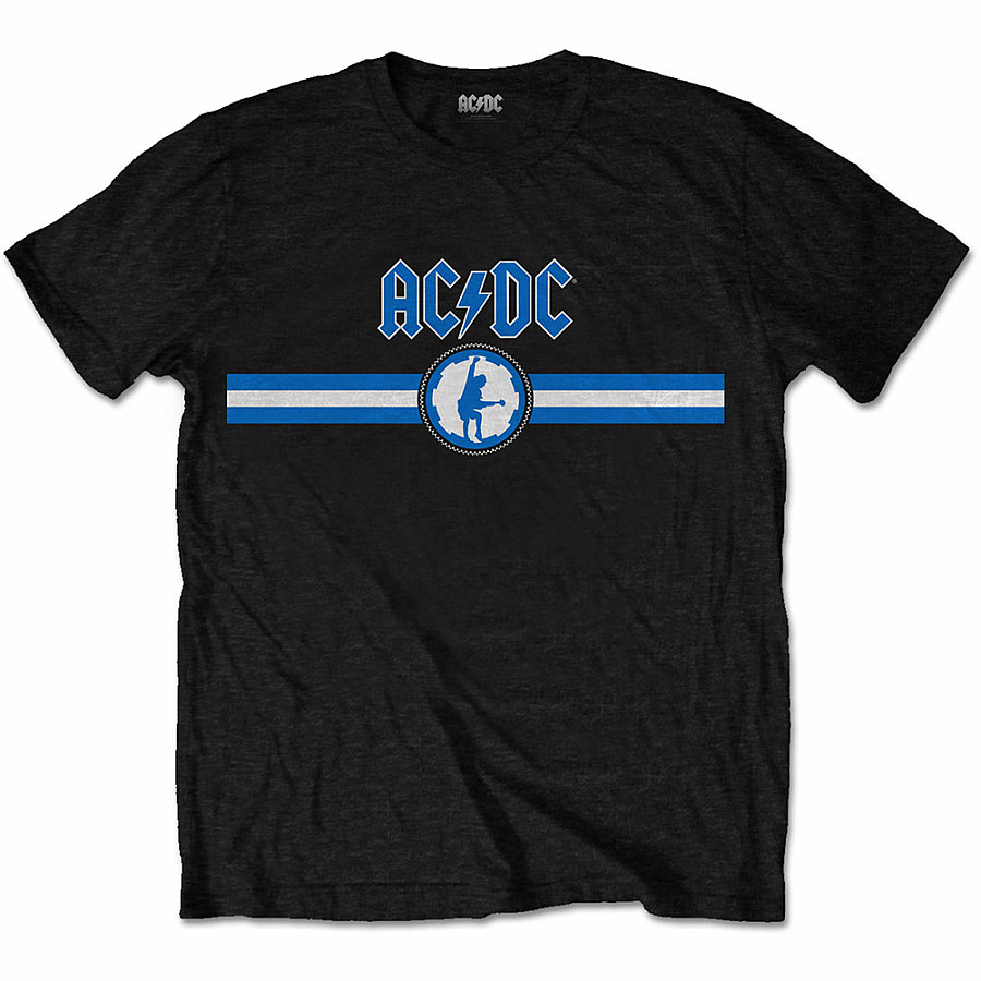 AC/DC tričko, Blue Logo &amp; Stripe Black, pánské, velikost S