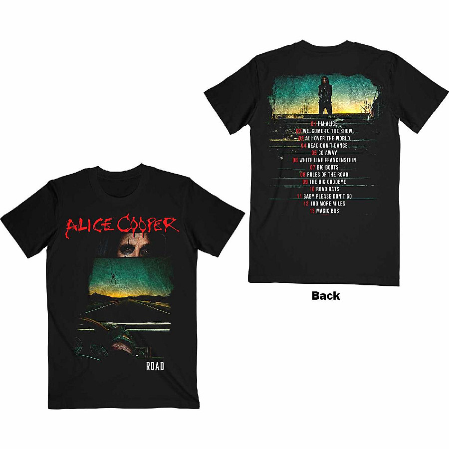 Alice Cooper tričko, Road Cover Tracklist BP Black, pánské, velikost S