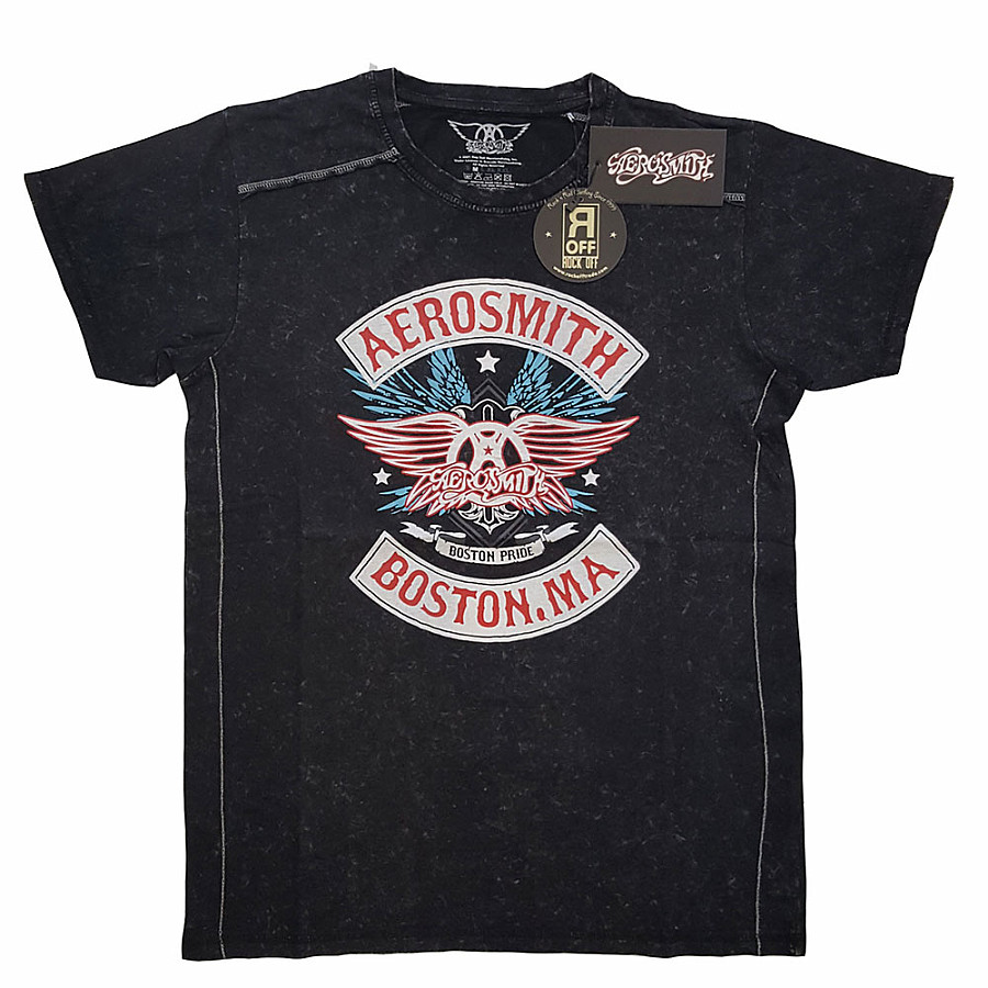Aerosmith tričko, Boston Pride Washed Black, pánské, velikost XL
