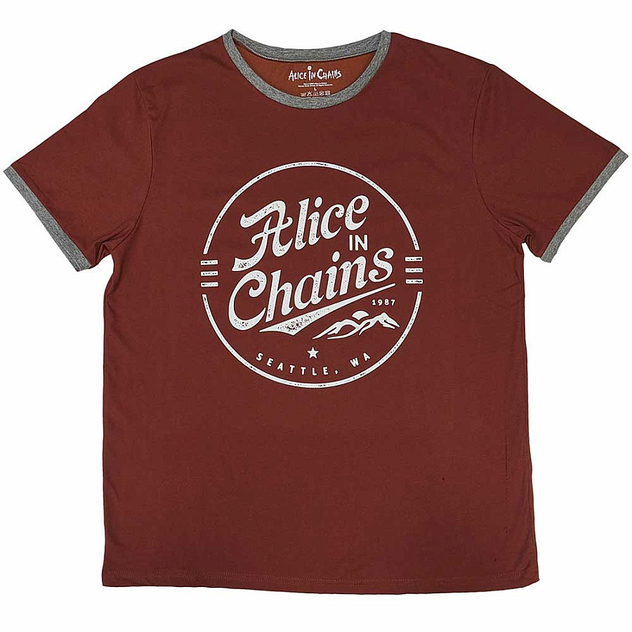 Alice in Chains tričko, Circle Emblem Ringer Red, pánské, velikost XL