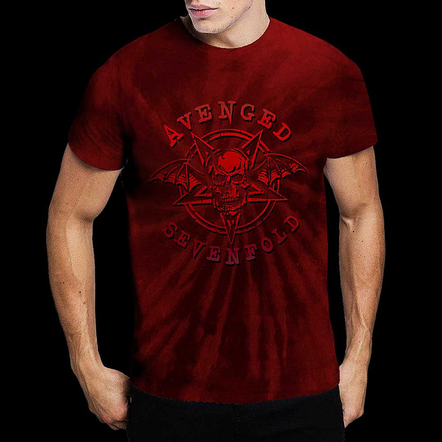 Avenged Sevenfold tričko, Pent Up Dip Dye Red, pánské, velikost XL