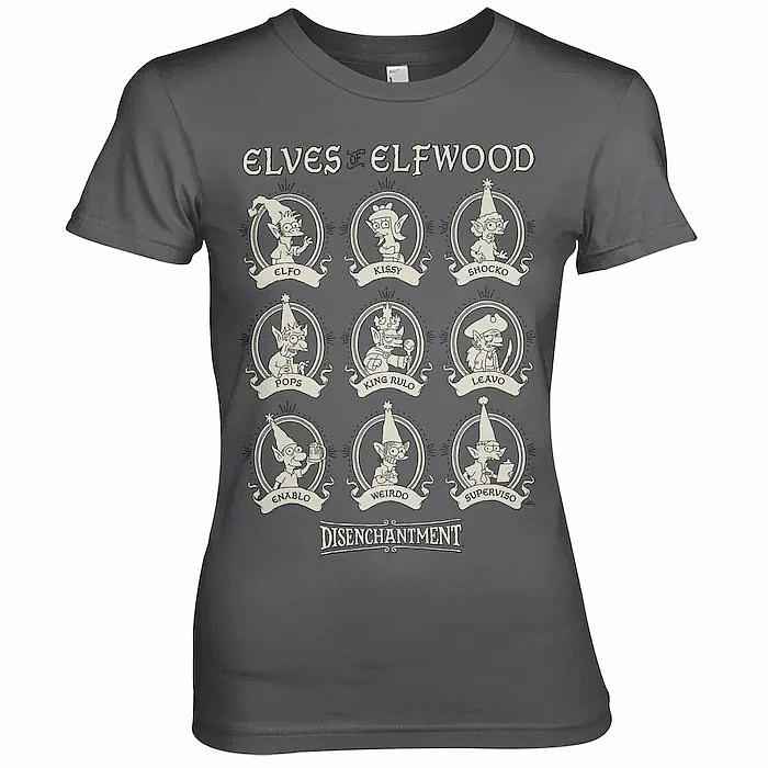 Disenchantment tričko, Elves Of Elfwood Girly Dark Grey, dámské, velikost L