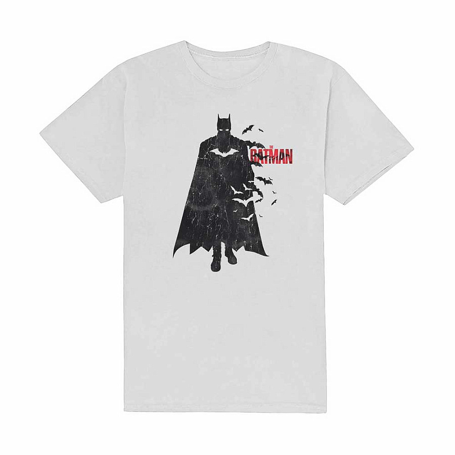 Batman tričko, The Batman Distressed Figure White, pánské, velikost S