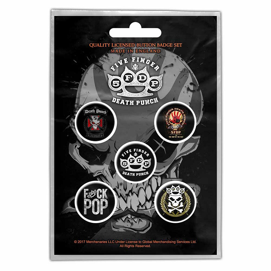 Five Finger Death Punch set 5-ti placek průměr 25 mm, FFDP Logos
