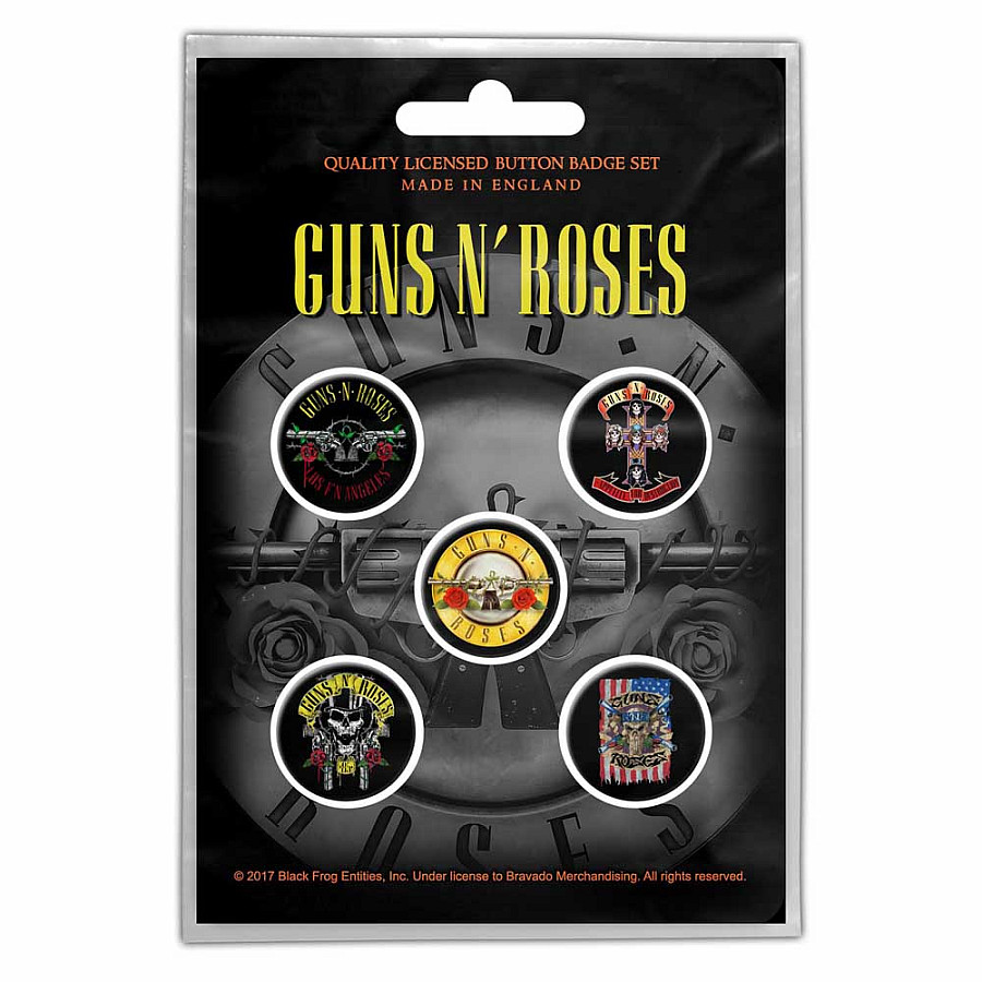Guns N Roses set 5-ti placek průměr 25 mm, Bullet Logo
