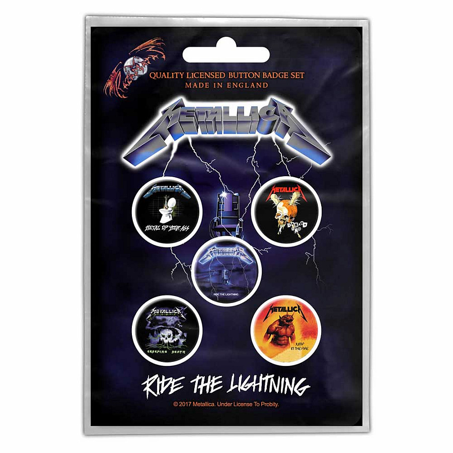 Metallica set 5-ti placek ⌀ 25 mm, Ride The Lightning