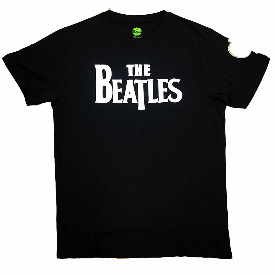 The Beatles tričko, Drop T Logo Applique Black, pánské, velikost M