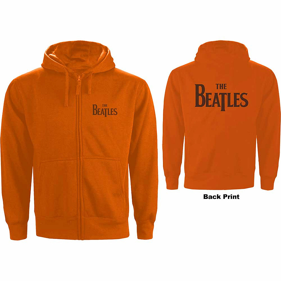 The Beatles mikina, Drop T Logo With Back Print Orange, pánská, velikost XL