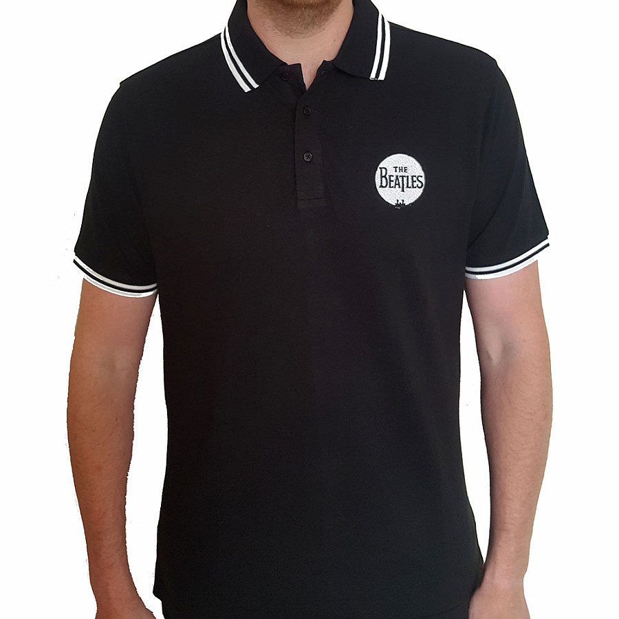 The Beatles tričko, Drum logo Polo Black, pánské, velikost XL