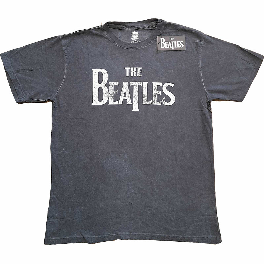 The Beatles tričko, Drop T Logo Snow Wash Charcoal Grey, pánské, velikost L