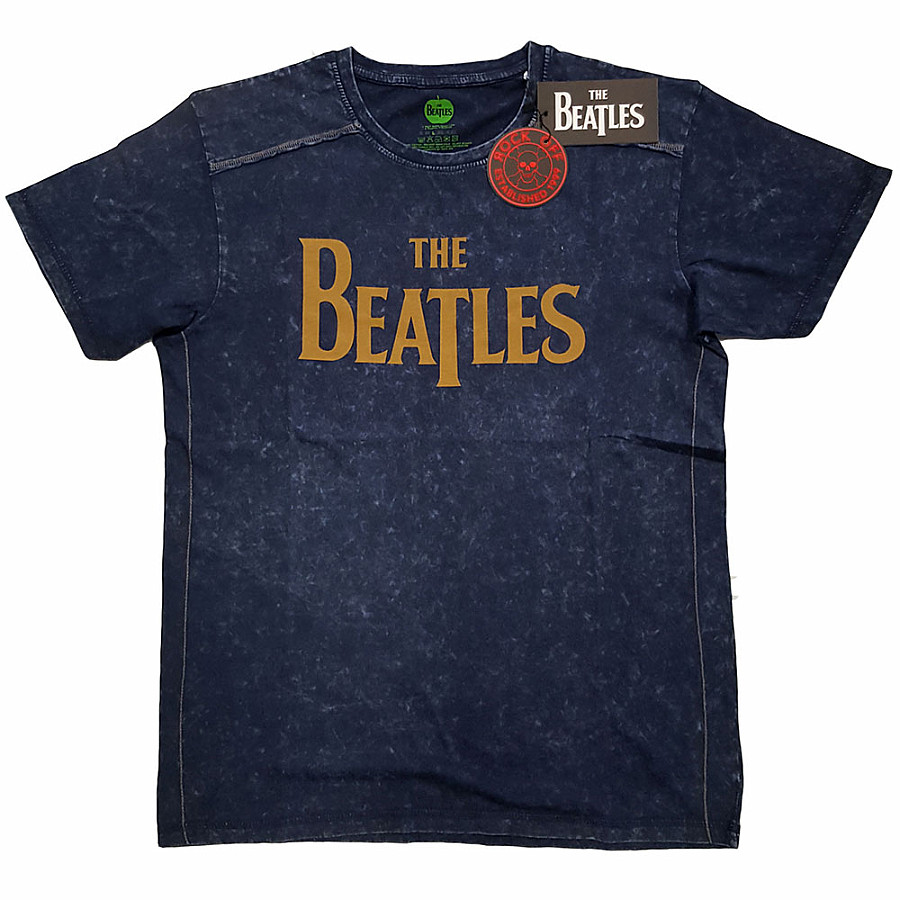 The Beatles tričko, Drop T Logo Snow Washed Blue, pánské, velikost L