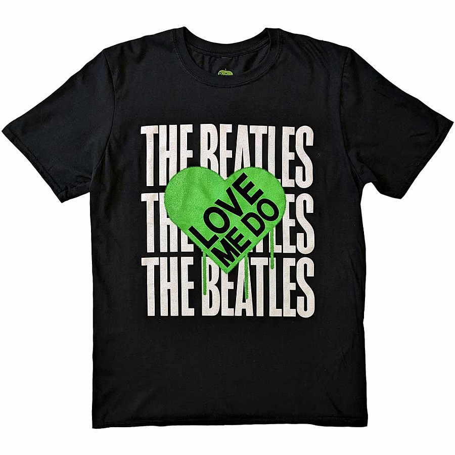 The Beatles tričko, Love Me Do Graffiti Heart Black, pánské, velikost XXL
