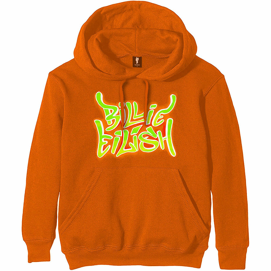 Billie Eilish mikina, Airbrush Flames Blohsh Orange, pánská, velikost M