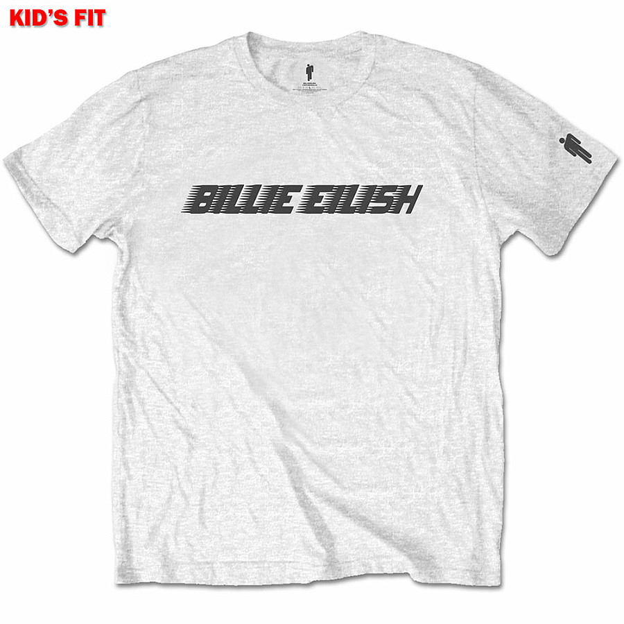 Billie Eilish tričko, Black Racer Logo White, dětské, velikost M velikost M (7-8 let)