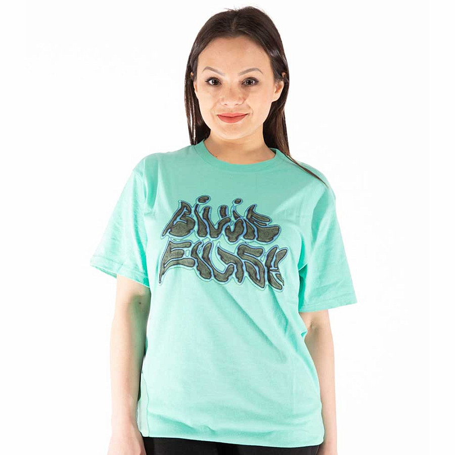 Billie Eilish tričko, Neon Logo Billie BP Blue, pánské, velikost M