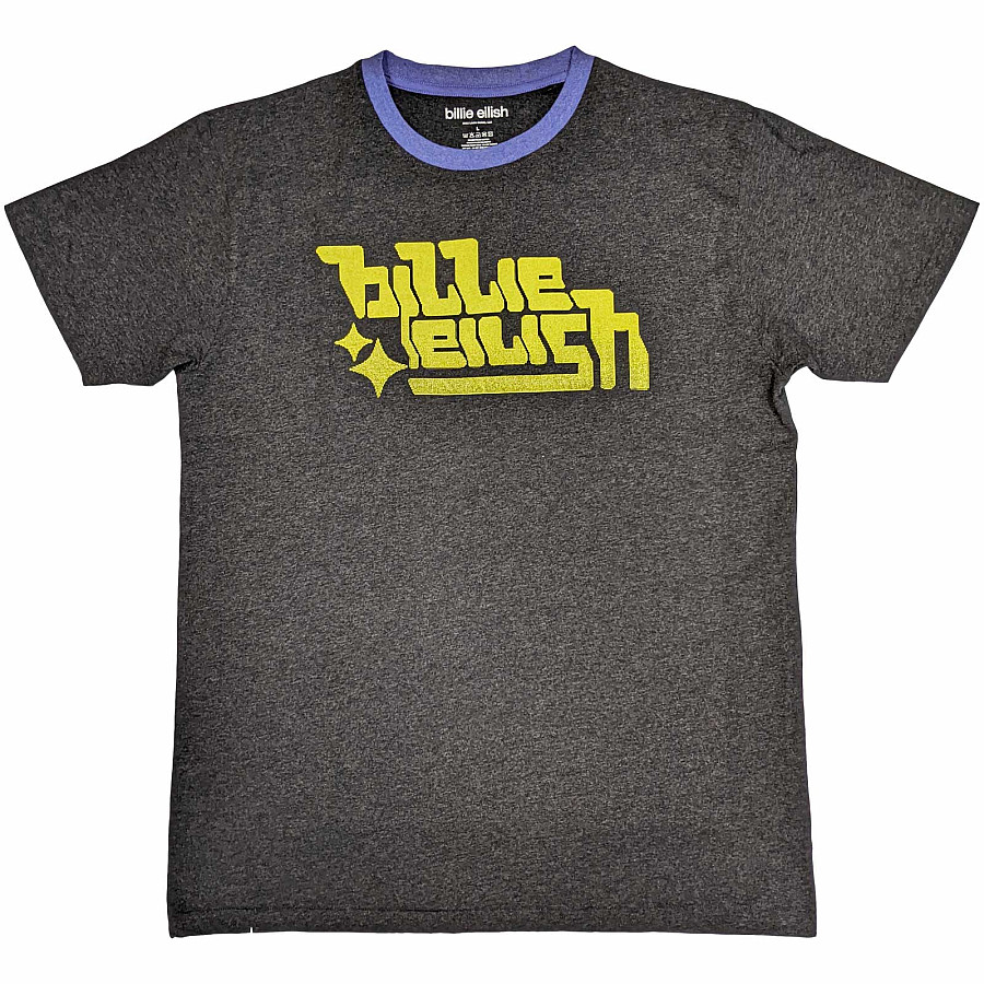 Billie Eilish tričko, Neon Green Logo Charcoal Grey, pánské, velikost S
