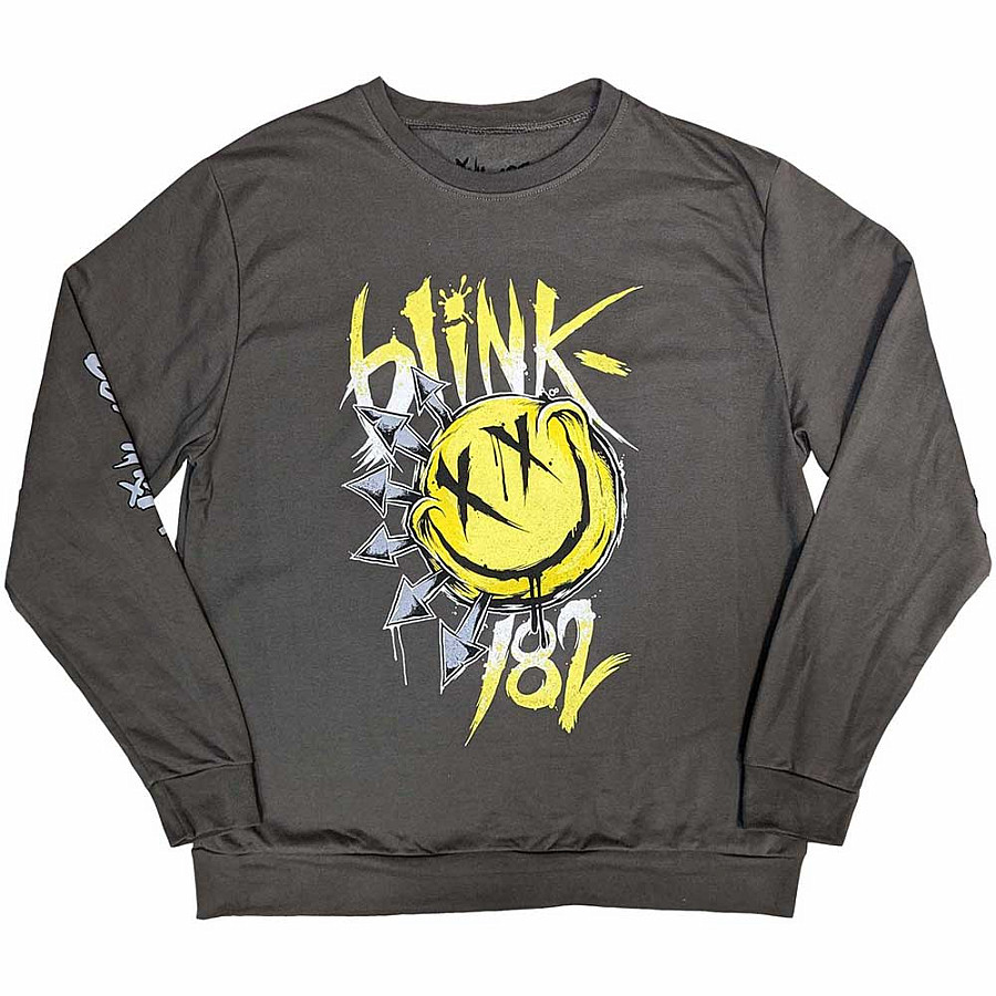 Blink 182 mikina, Sweatshirt Big Smile Sleeve Print Charcoal Grey, pánská, velikost XL
