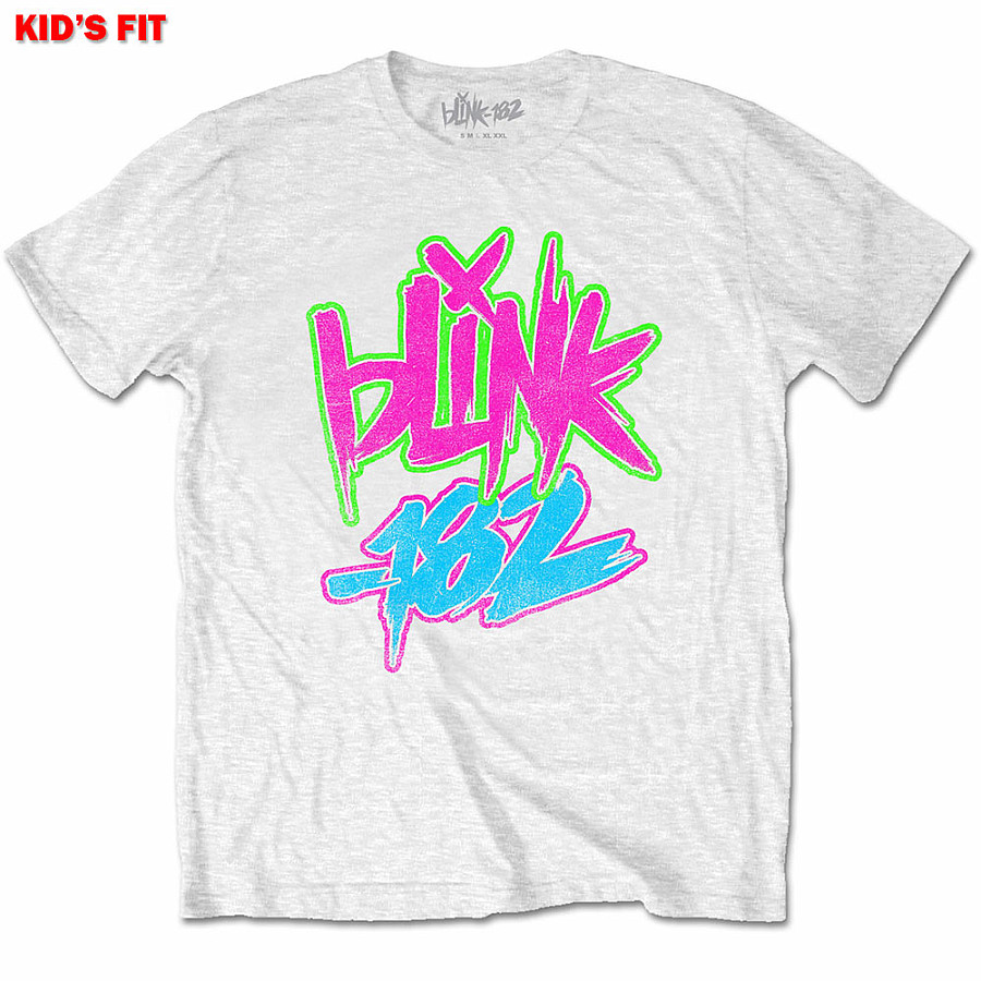 Blink 182 tričko, Neon Logo White, dětské, velikost XXL velikost XXL věk (13-14 let)