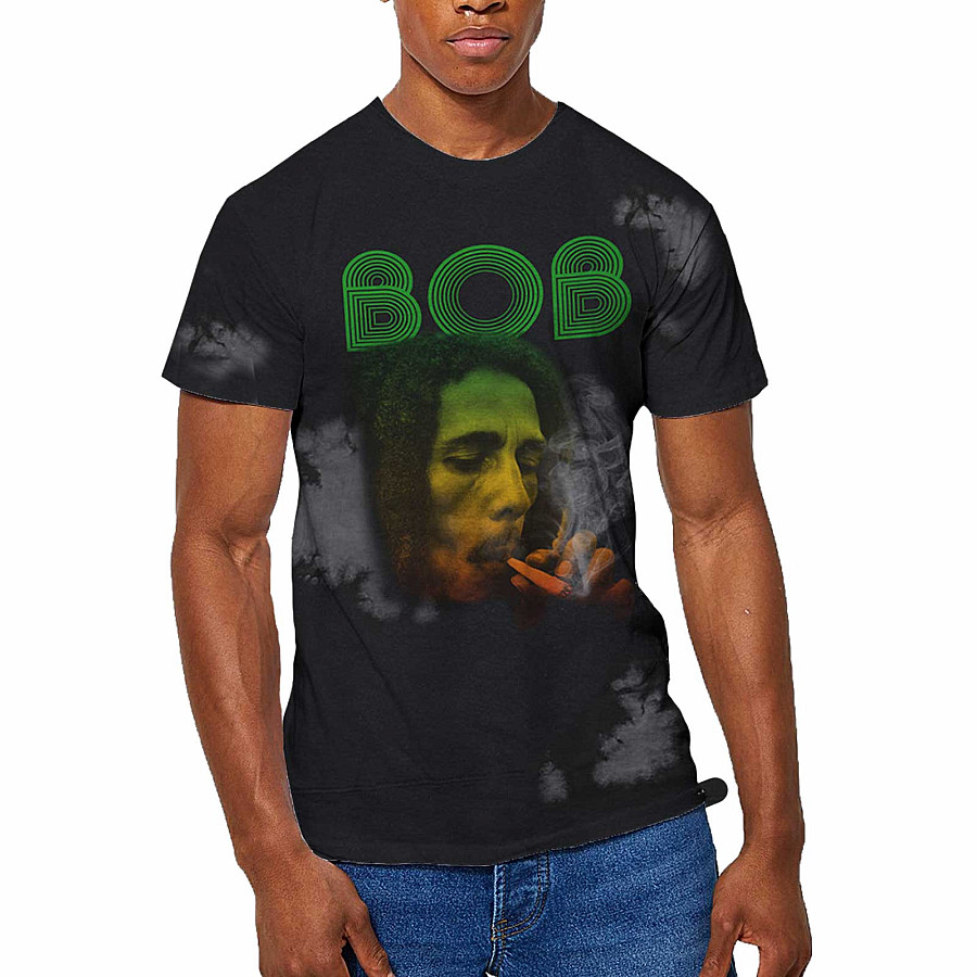 Bob Marley tričko, Smoke Gradient Dip Dye Wash Grey, pánské, velikost S