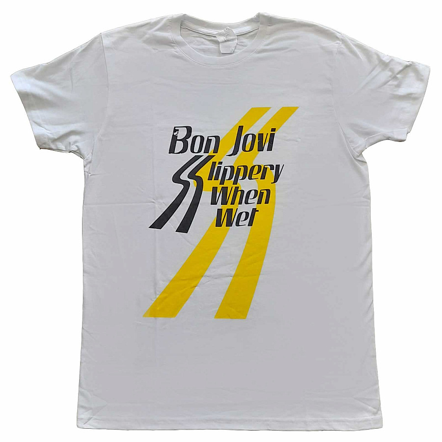 Bon Jovi tričko, Slippery When Wet White, pánské, velikost S