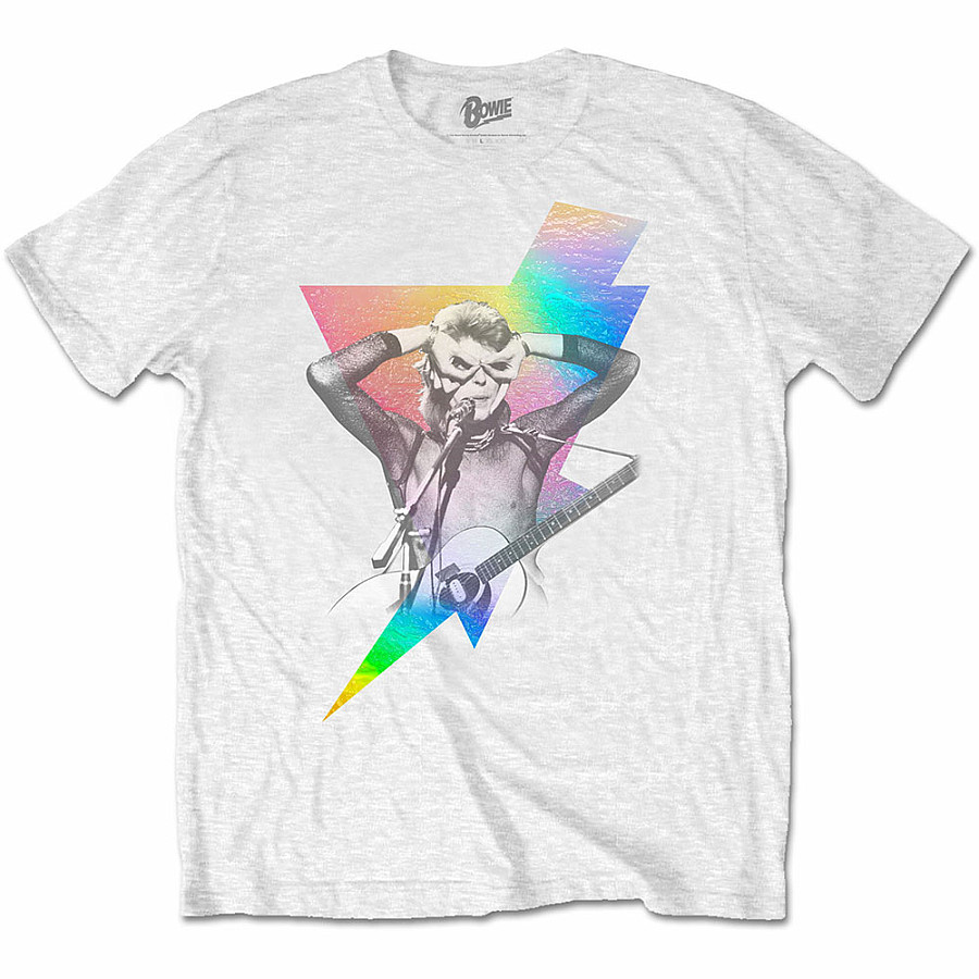 David Bowie tričko, Holographic Bolt White, pánské, velikost XL