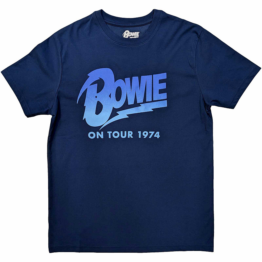 David Bowie tričko, On Tour 1974 Denim Blue, pánské, velikost XXL